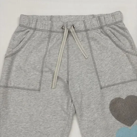 Vintage Victoria's Secret PINK Gray Wide Leg Heart and Peace Sign Sweatpants XS - Picture 3 of 12